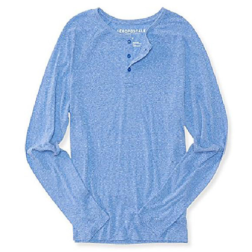 

mens long sleeve henley t-shirt x-large cream navy 6448