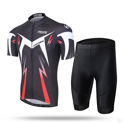 

21Grams Men's Short Sleeve Cycling Jersey with Shorts Coolmax Mesh Spandex Green and Black Black / Red Novelty Bike Shorts Pants / Trousers Jersey Breathable 3D Pad Quick Dry Ultraviolet Resistant