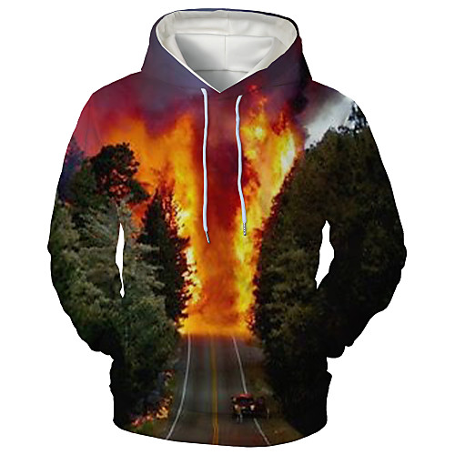 

Men's Hoodie Trees / Leaves Graphic Daily Going out 3D Print Casual Hoodies Sweatshirts Green