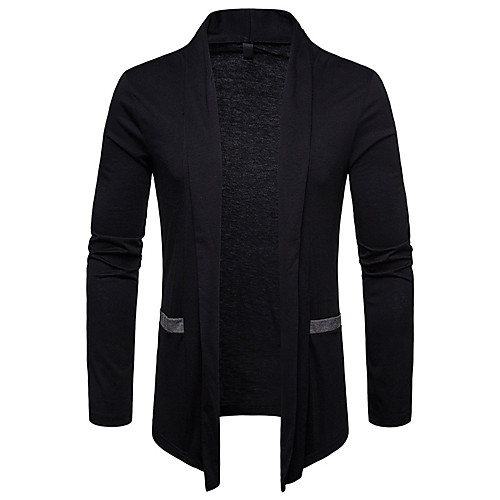 

Men's Basic Casual / Daily Pocket Solid Colored Cardigan Long Sleeve Sweater Cardigans V Neck Fall Winter White Black Light gray