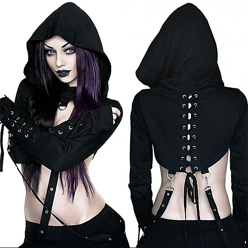 

Goth Girl Steampunk Goth Subculture Hoodie Women's Costume Black Vintage Cosplay Party Halloween Club Long Sleeve / Top