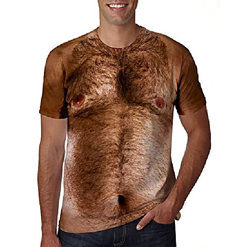 

Men's Tee T shirt 3D Print Graphic Orangutan Plus Size Fashion 3D Short Sleeve Daily Tops Funny Round Neck Camel / Summer