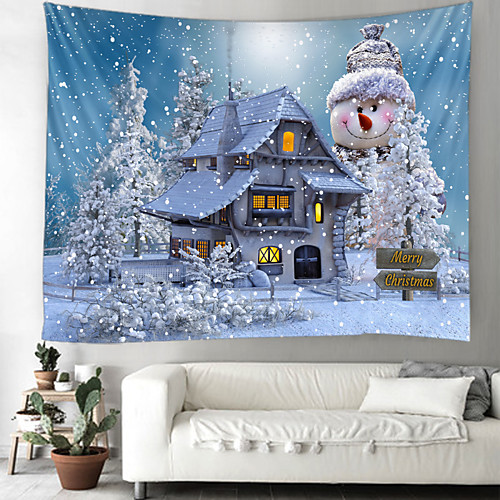 

Christmas Weihnachten Santa Claus Wall Tapestry Art Decor Blanket Curtain Picnic Tablecloth Hanging Home Bedroom Living Room Dorm Decoration Window Snow Snowman Christmas Tree House Polyester