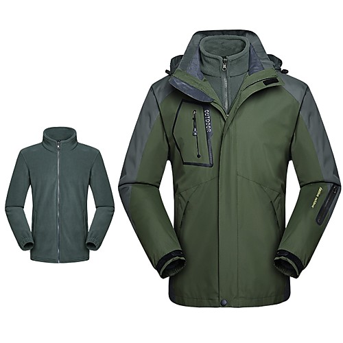 

Men's Hiking Jacket Winter Outdoor Thermal Warm Windproof Breathable Soft Jacket 3-in-1 Jacket Winter Jacket Camping / Hiking Hunting Climbing White Black Red Army Green Light Blue
