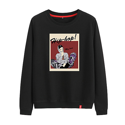 

Women's Sweatshirt Pullover Black White Pink Cartoon Crew Neck Person Cartoon Cute Sport Athleisure Sweatshirt Long Sleeve Warm Soft Comfortable Everyday Use Causal Exercising General Use / Winter