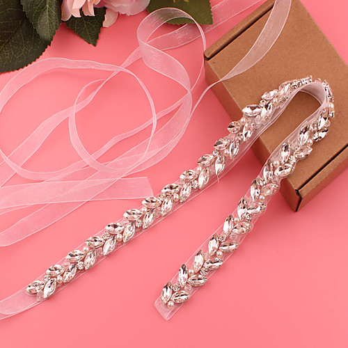 

Satin / Tulle Wedding / Party / Evening Sash With Belt / Appliques / Crystals / Rhinestones Women's Sashes