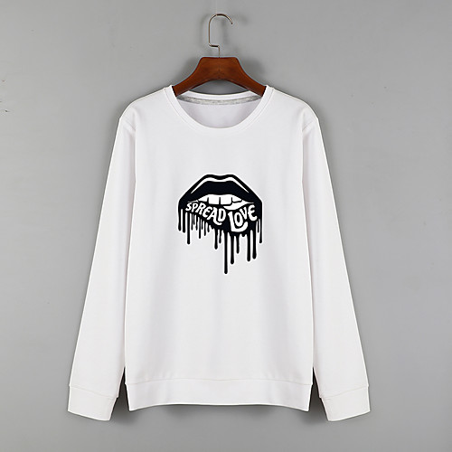 

Women's Sweatshirt Pullover White Blue Cartoon Crew Neck Fleece Cartoon Cute Letter & Number Sport Athleisure Sweatshirt Top Long Sleeve Warm Soft Comfortable Everyday Use Causal Exercising General