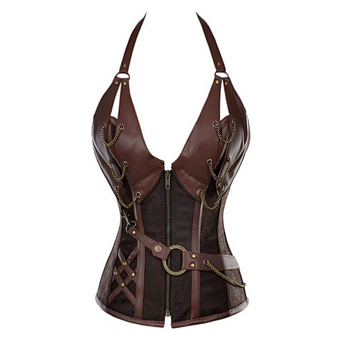 

Cosplay Outlander Victorian Steampunk 18th Century Overbust Corset Women's Adults' Spandex leatherette Costume Black / Brown Vintage Cosplay Sleeveless Short Length / Wet and Dry Cleaning / # / #