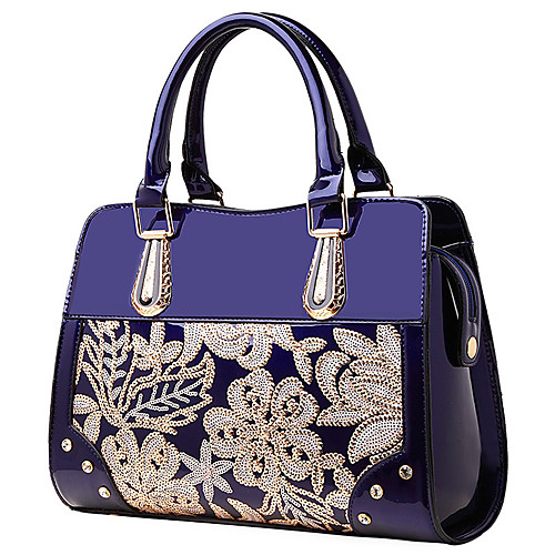 

Women's Bags PU Leather Satchel Top Handle Bag Beading Sequin Daily Handbags Wine Black Red Gold