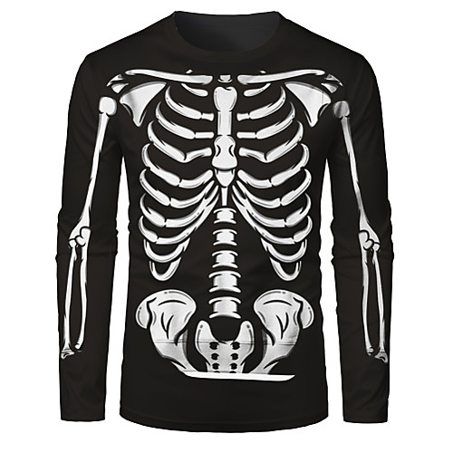 

Men's Unisex Tee T shirt 3D Print Graphic Skull Vintage Style Retro Long Sleeve Daily Regular Fit Tops Basic Round Neck Black / Fall / Summer