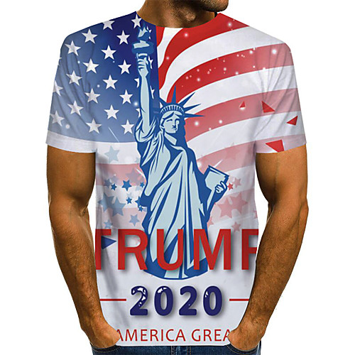 

Men's T shirt Graphic National Flag Letter Plus Size Print Short Sleeve Holiday Tops Rock Punk & Gothic Rainbow