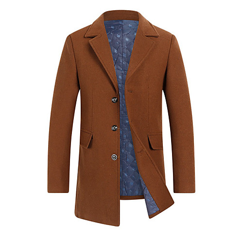 

Men's Solid Colored Basic Fall & Winter Overcoat Long Daily Long Sleeve Wool Coat Tops Wine