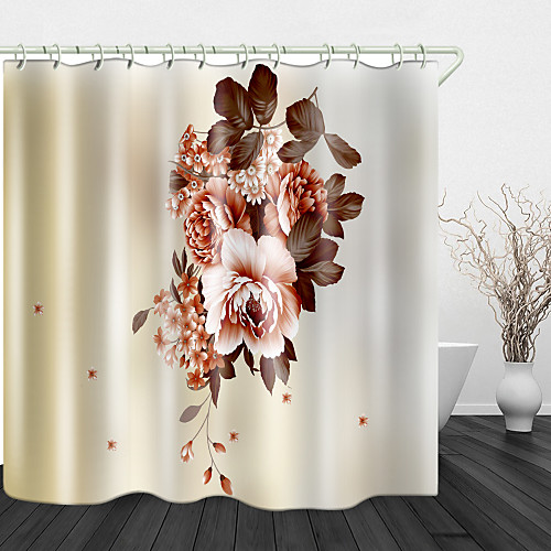 

So Beautiful Flowers Digital Print Waterproof Fabric Shower Curtain For Bathroom Home Decor Covered Bathtub Curtains Liner Includes With Hooks