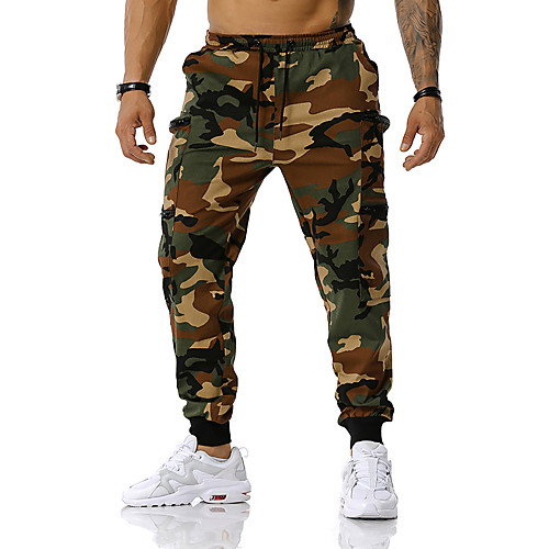 

Men's Cotton Loose Tactical Cargo Pants Camouflage Full Length Blue Army Green Gray / Spring / Fall