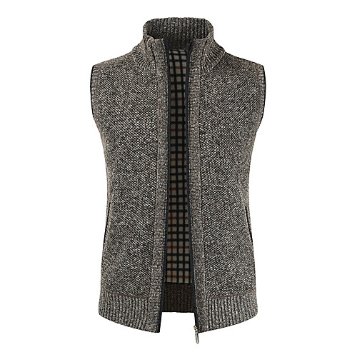 

Men's Polka Dot Vest Sleeveless Sweater Cardigans Stand Collar Blue Wine Light gray
