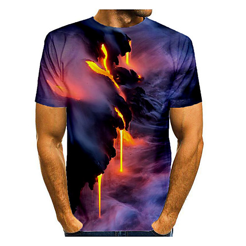 

Men's T shirt Graphic Short Sleeve Daily Tops Basic Elegant Black