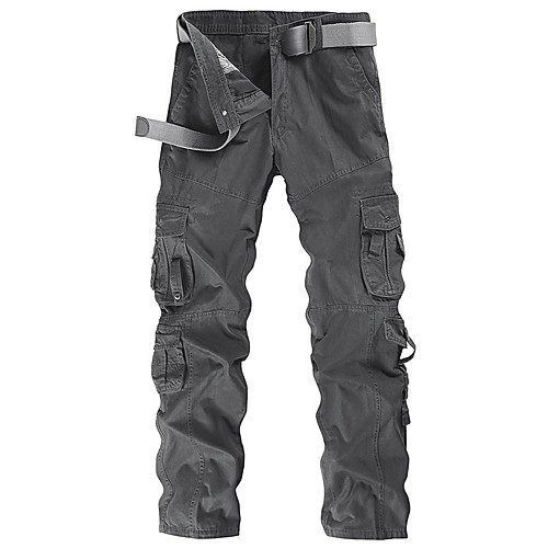 

Men's Basic Outdoor Cotton Slim Daily Tactical Cargo Pants Solid Colored Full Length Black Khaki Green / Spring / Fall