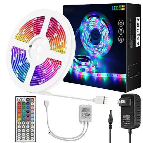 

ZDM 10 Meters Waterproof Flexible LED Light Strips 180x5050 RGB SMD LEDs with IR 44 Key Controller or 12V Adapter Kit