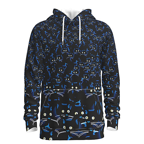

Men's Pullover Hoodie Sweatshirt Cat Graphic Weekend 3D Print Party Casual Hoodies Sweatshirts Blue