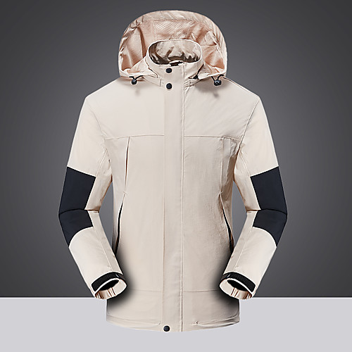 

Men's Hiking Jacket Hiking Windbreaker Winter Outdoor Solid Color Thermal Warm Windproof Breathable Quick Dry Jacket Top Hunting Fishing Climbing Black Khaki
