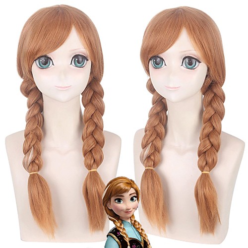 

Cosplay Costume Wig Cosplay Wig Anna Frozen II Plaited Braid With 2 Ponytails Wig Long Brown Synthetic Hair 20 inch Women's Anime Fashionable Design Cosplay Brown