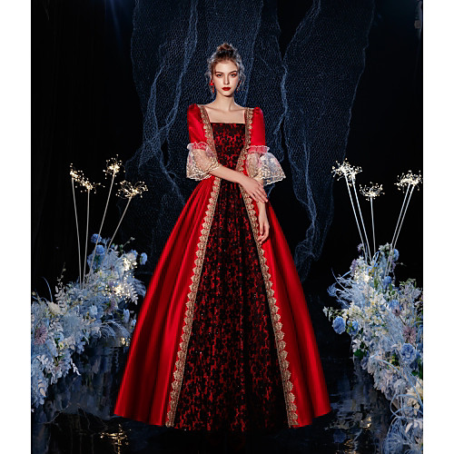 

Princess Shakespeare Maria Antonietta Gothic Rococo Vintage Inspired Medieval Vacation Dress Dress Party Costume Masquerade Prom Dress Women's Costume Red / black Vintage Cosplay Party Masquerade
