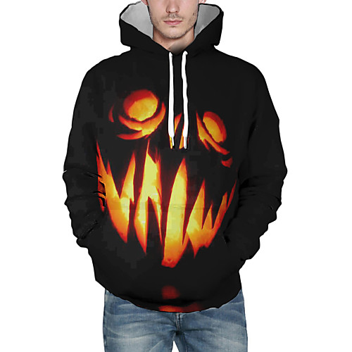 

Men's Halloween Pullover Hoodie Sweatshirt Graphic Hooded Casual Halloween Hoodies Sweatshirts Black