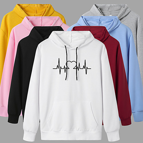 

Women's Hoodie Pullover Cartoon Hoodie Heart Sport Athleisure Hoodie Top Long Sleeve Warm Soft Oversized Comfortable Everyday Use Exercising General Use / Winter
