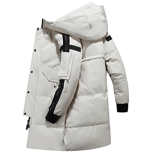 

Men's Down Parka Solid Colored White Duck Down Long POLY White / Black / Red M / L / XL