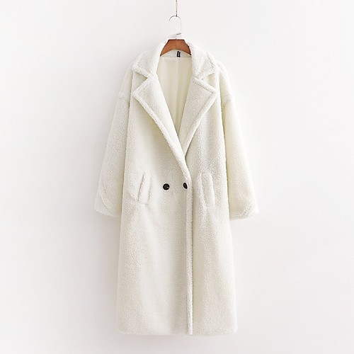 

Women's Solid Colored Winter Coat Long Daily Polyester Coat Tops White