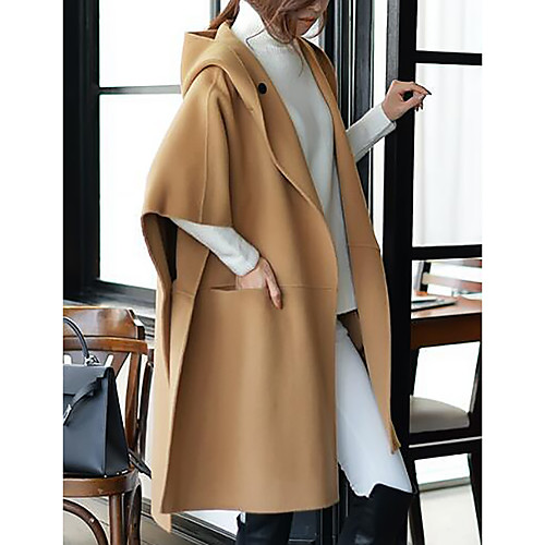 

Women's Solid Colored Oversized Basic Fall & Winter Cloak / Capes Long Daily Half Sleeve Rabbit Fur Coat Tops Red