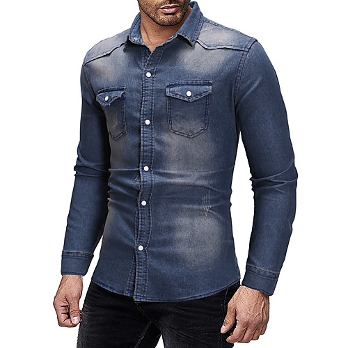 

Men's Shirt Solid Colored Long Sleeve Daily Tops Basic Elegant Blue Light gray Dark Gray