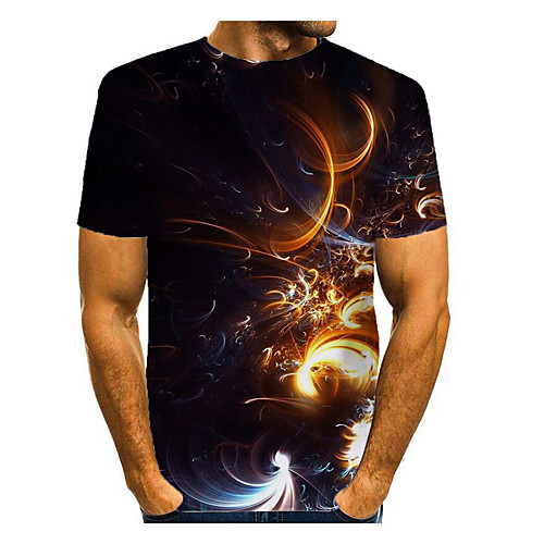 

Men's T shirt Graphic Short Sleeve Daily Tops Basic Elegant Brown