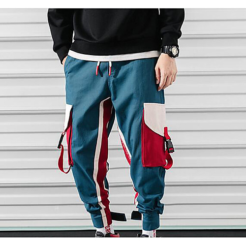 

Men's High Waist Yoga Pants Drawstring Pants / Trousers Breathable BlueYellow Fitness Gym Workout Running Sports Activewear Stretchy