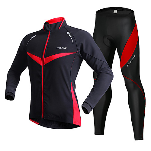 

WOSAWE Men's Long Sleeve Cycling Jersey with Tights Winter Fuchsia Solid Color Bike Sports Solid Color Mountain Bike MTB Road Bike Cycling Clothing Apparel