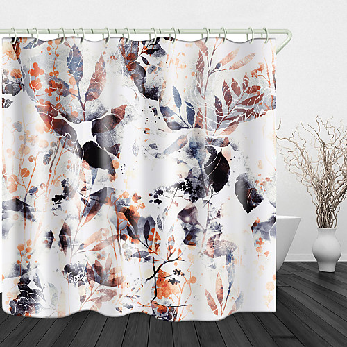 

Abstract Plant Digital Print Waterproof Fabric Shower Curtain for Bathroom Home Decor Covered Bathtub Curtains Liner Includes with Hooks