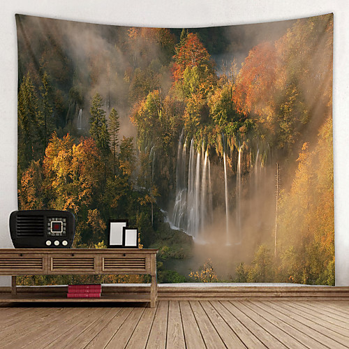 

Digital Printing Tapestry Of Dense Forest Waterfall Classic Theme Wall Decor 100% Polyester Contemporary Wall Art Wall Tapestries Decoration