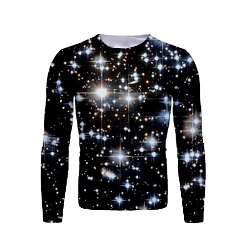 

Men's T shirt Graphic Print Long Sleeve Daily Tops Basic Black