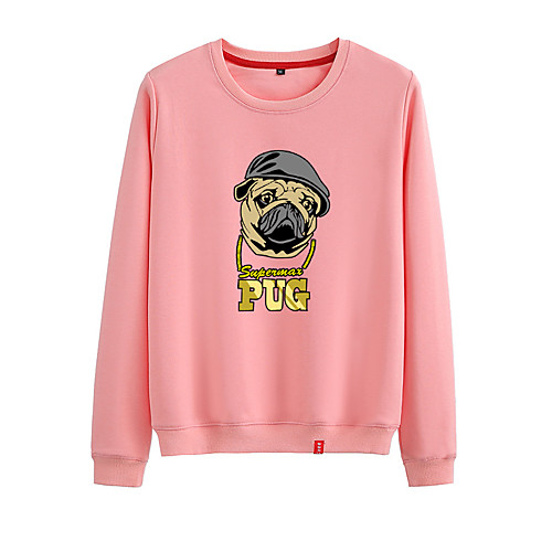 

Women's Sweatshirt Pullover Black White Pink Cartoon Crew Neck Cartoon Cute Sport Athleisure Sweatshirt Top Long Sleeve Warm Soft Comfortable Everyday Use Causal Exercising General Use / Winter