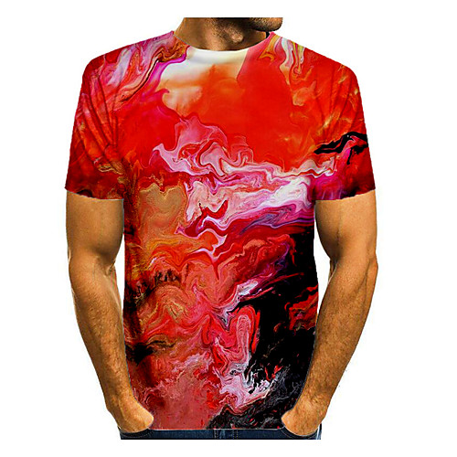 

Men's T shirt Graphic Short Sleeve Daily Tops Basic Elegant Red