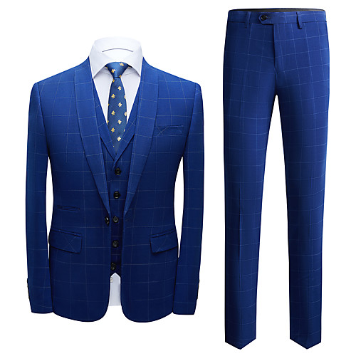 

Tuxedos Standard Fit Shawl Collar Single Breasted One-button Polyester Plaid / Check