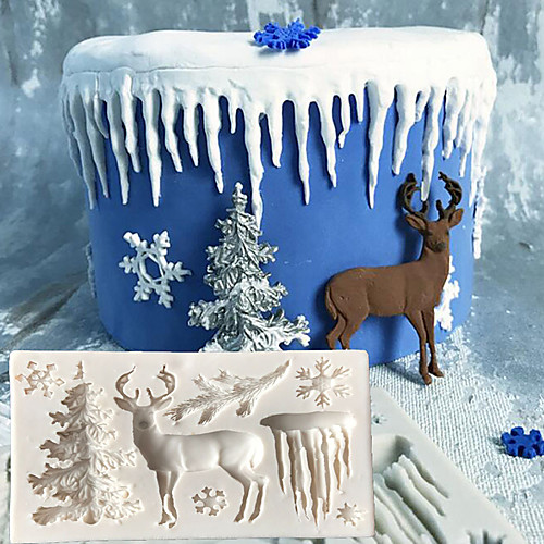 

Christmas Cake Mold Tree Elk Snowflake Icicle Cake Molds Chocolate Moulds For The Baking Cake Tool DIY Sugarcraft Decoration Tool