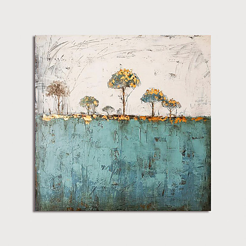 

Oil Painting Hand Painted Square Abstract Floral / Botanical Modern Stretched Canvas