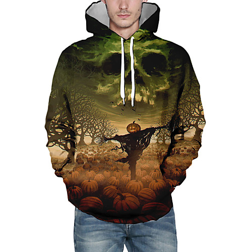 

Men's Pullover Hoodie Sweatshirt Graphic Halloween Daily Casual Halloween Hoodies Sweatshirts Brown