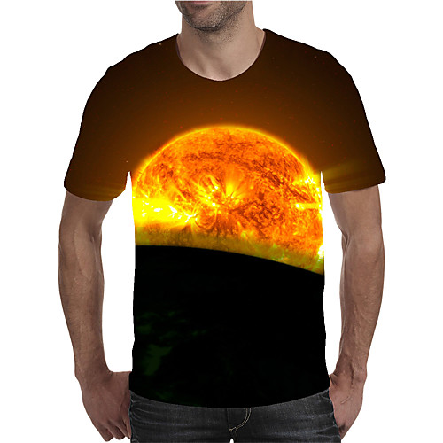 

Men's T shirt 3D Print Graphic Plus Size Print Short Sleeve Daily Tops Elegant Exaggerated Red