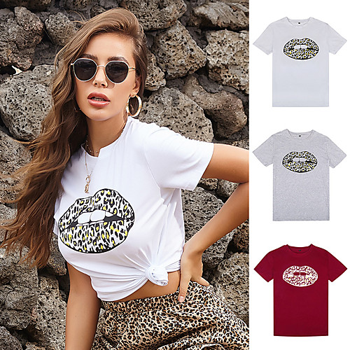 

Women's Tee / T-shirt Artistic Style Crew Neck Cartoon Cute Sport Athleisure T Shirt Short Sleeves Breathable Soft Comfortable Everyday Use Exercising General Use