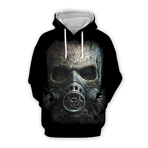 

Men's Pullover Hoodie Sweatshirt Graphic Skull Hooded Halloween Daily Weekend 3D Print Basic Casual Hoodies Sweatshirts Black