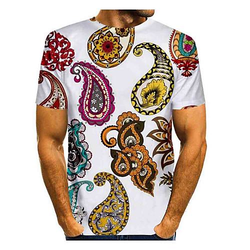 

Men's T shirt 3D Print Graphic Paisley Plus Size Print Short Sleeve Daily Tops Elegant Exaggerated White