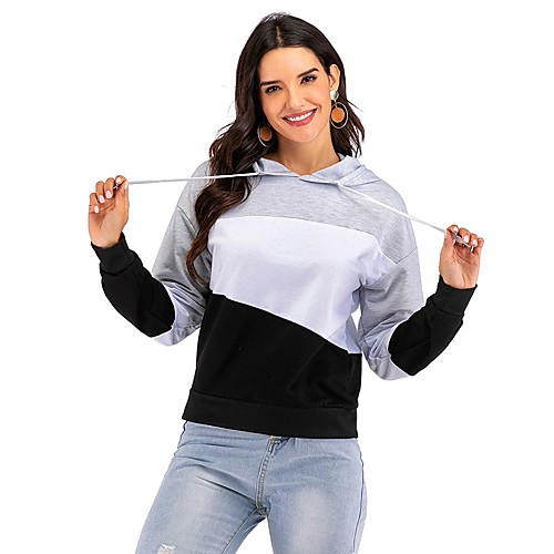 

Women's Hoodie Pullover Patchwork Hoodie Color Block Cute Sport Athleisure Hoodie Top Long Sleeve Warm Soft Oversized Comfortable Everyday Use Causal Exercising General Use / Winter