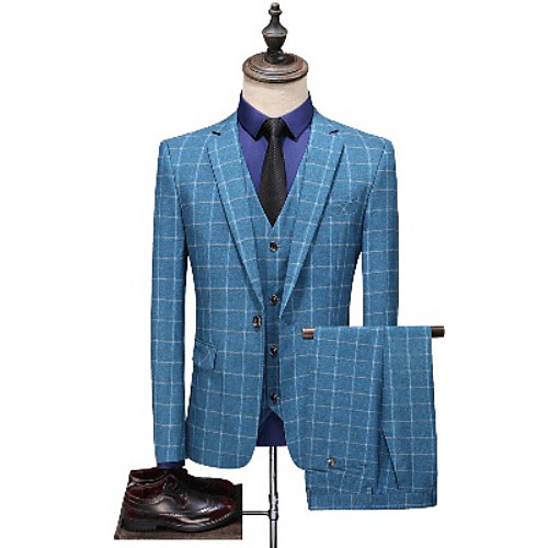 

Tuxedos Tailored Fit / Standard Fit Notch Single Breasted One-button Cotton Blend / Cotton / Polyester Grid / Plaid Patterns / Checkered / Gingham